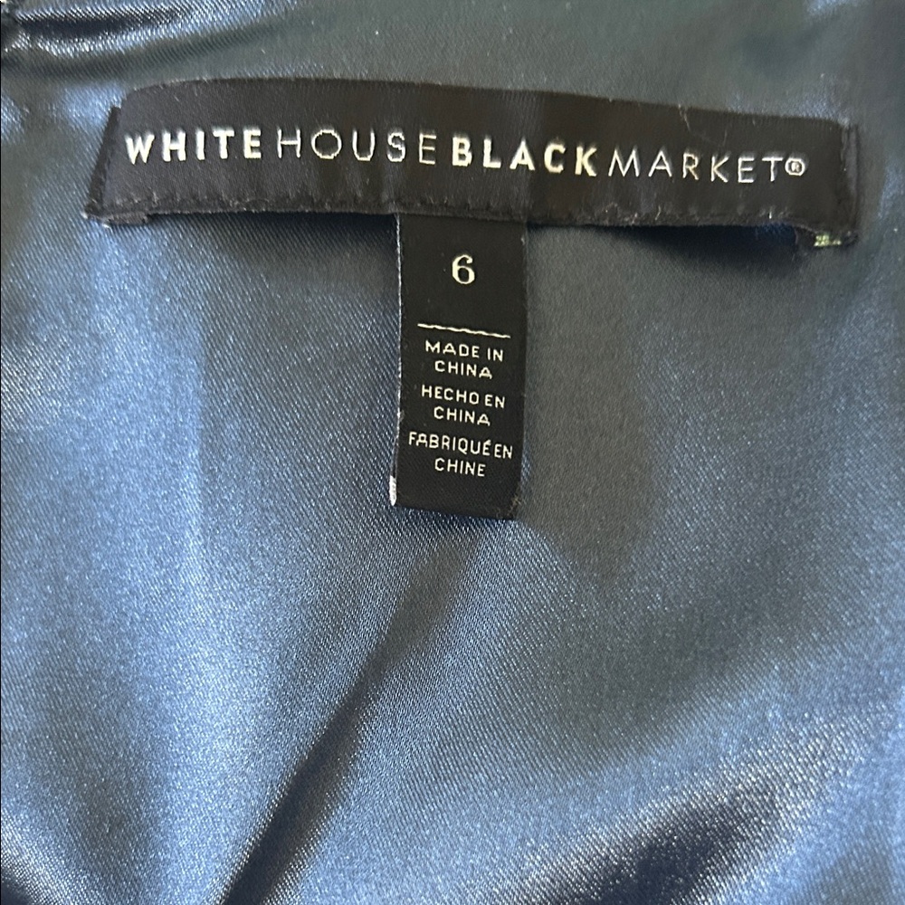 White House Black Market Navy Midi Dress with Gold Buttons - Picture 2 of 6